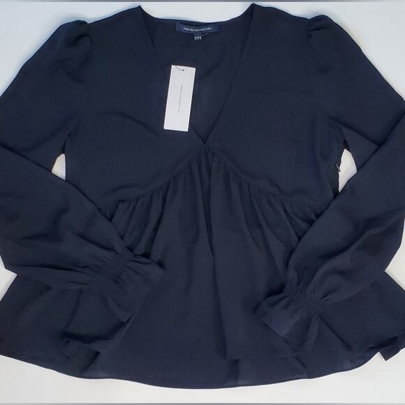 French Connection Blouse | Size 6 | Balloon Sleeve, Babydoll, Puff Shoulder Top - Picture 7 of 9